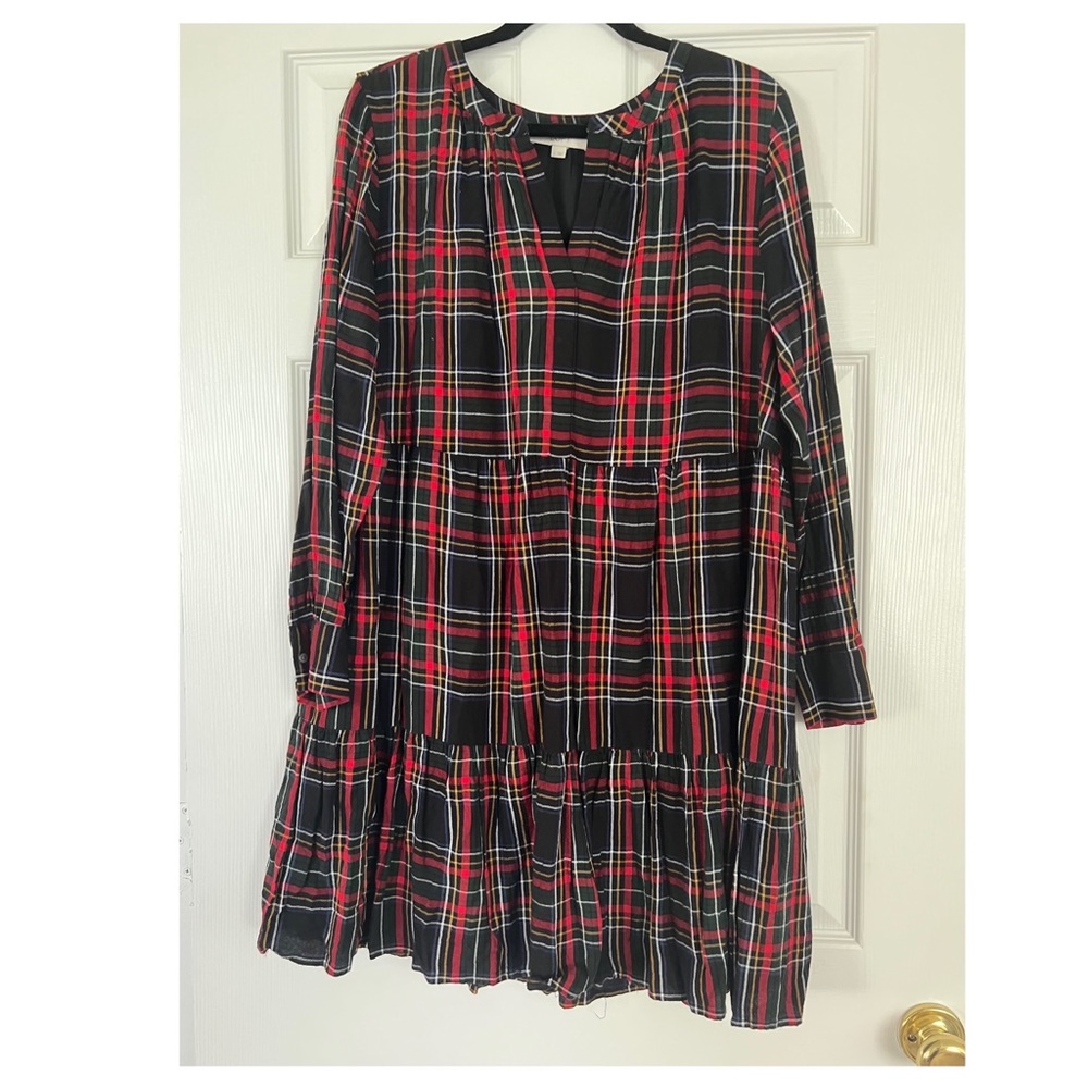 Loft Plaid Shift Dress Size L